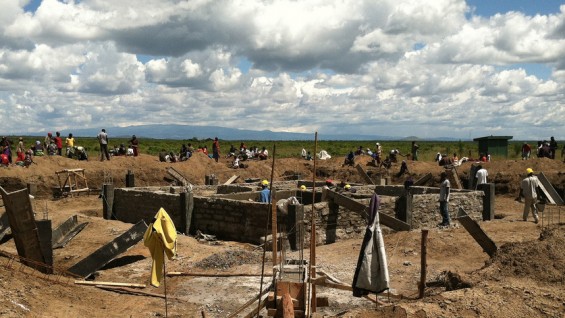 Construction site for the WaterBank School in Laikipia, in the central highlands of Kenya
