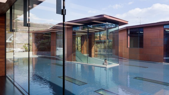 Steven Holl Architects--Daeyang Gallery and House, 2012, three pavilions separated by a sheet of water | photo: Iwan Baan