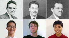 Clockwise from top left: Tyler Hicks ME'48, Maxwell Lincer CE'42, John Alpert ME'41, Peter Wang, Andrew Keane & Jeffrey Tam