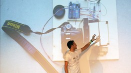 Peter Ascoli demonstrates his team's modular camera hack