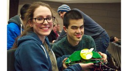 Hannah Talisse and Henry Wang with their top-prize-winning TurtleBot