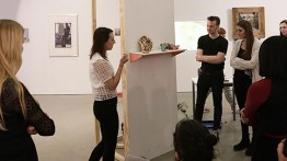 Samantha Navarro discusses her work at the final exhibition
