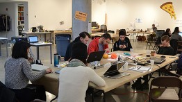 A workshop during the week of NEO New York's residency in 41 Cooper Gallery