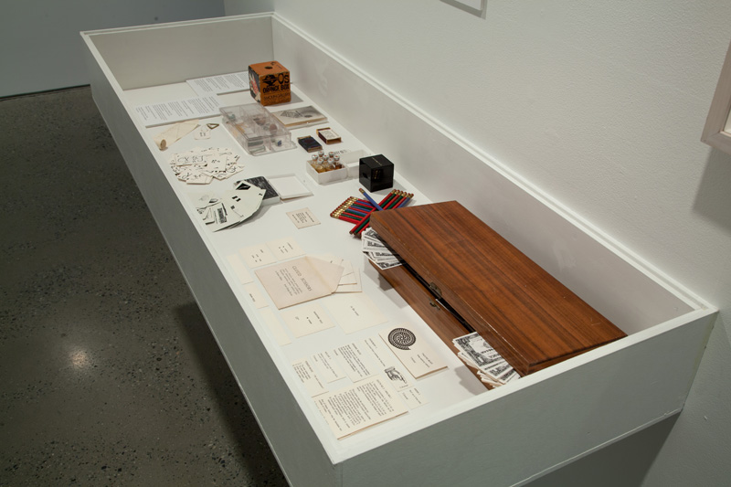 Display box with Fluxus games, objects, documents