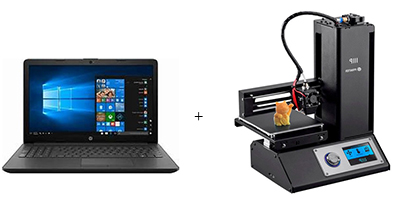 Laptop and 3d printer.